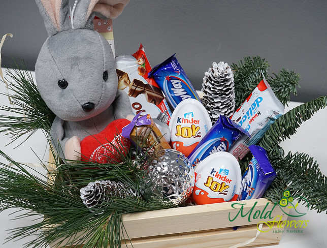 Christmas Box with Rabbit and Sweets photo